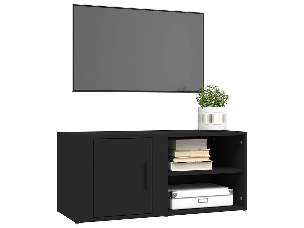 2 pcs Meubles TV Noir 80x31,5x36 cm Bois d'ingénierie BE57520