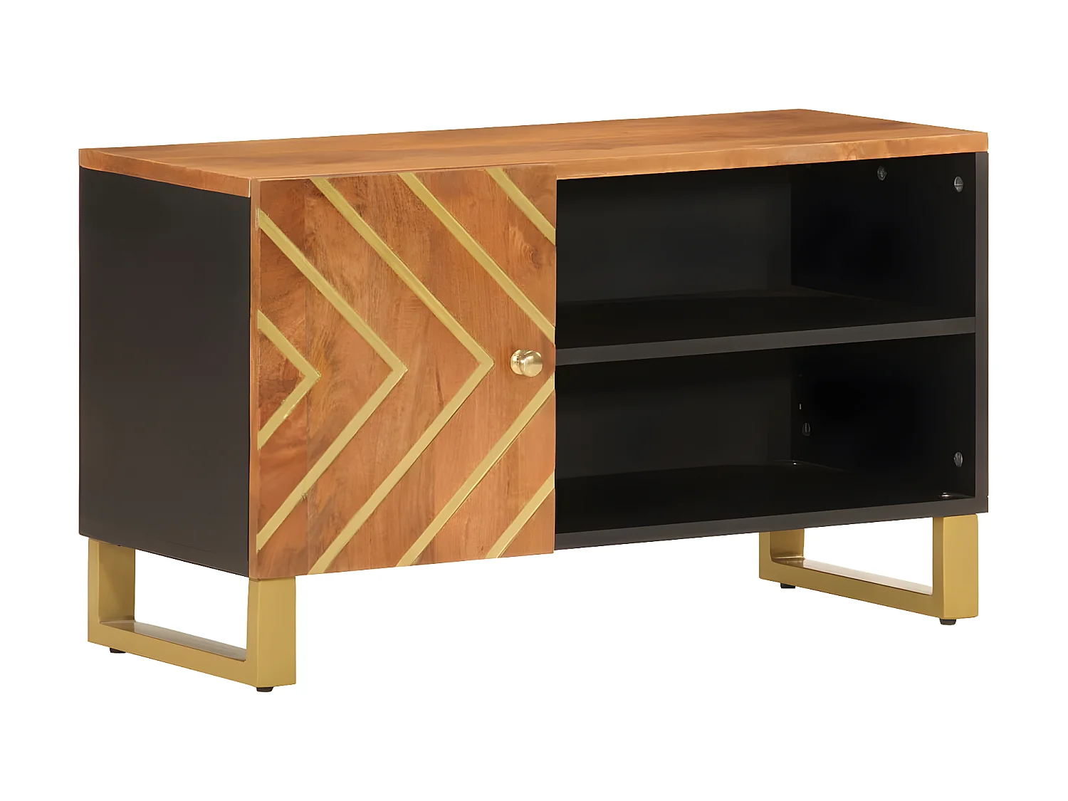 Mueble de TV madera de mango marrón negro 80x31,5x46 cm ES84017