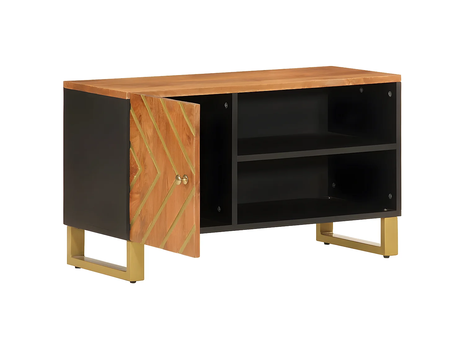 Mueble de TV madera de mango marrón negro 80x31,5x46 cm ES84017