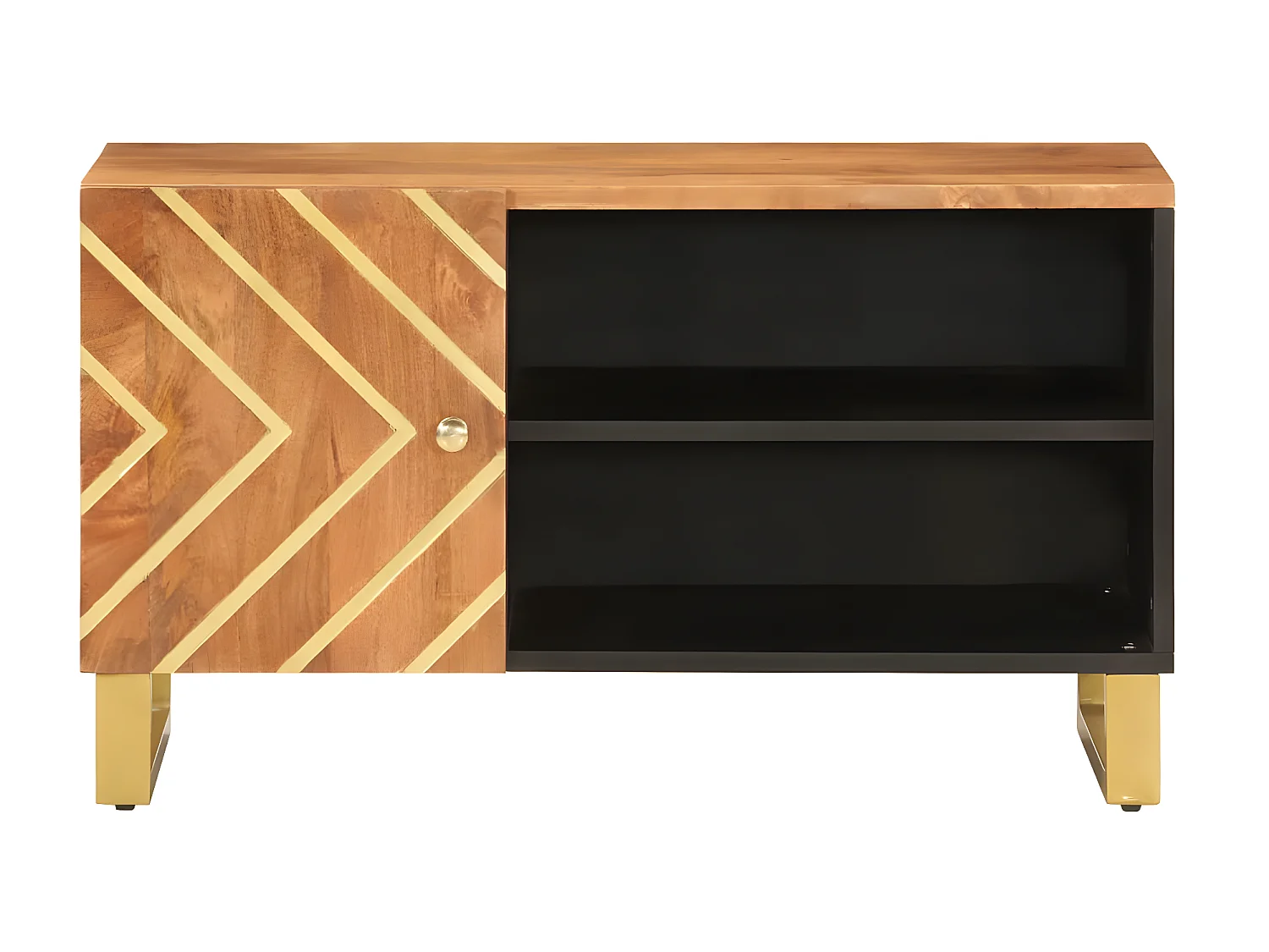 Mueble de TV madera de mango marrón negro 80x31,5x46 cm ES84017