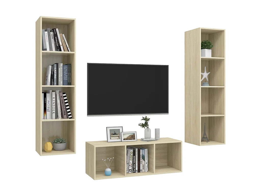 Ensemble de meubles TV 3 pcs Chêne sonoma Bois d'ingénierie BE89653