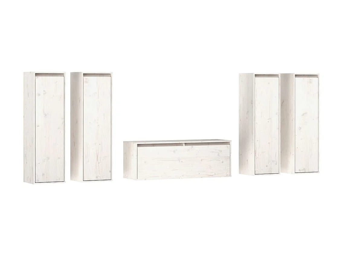 5 Stk.TV-Schränke,TV-Möbel Weiß Massivholz Kiefer -gkd129763