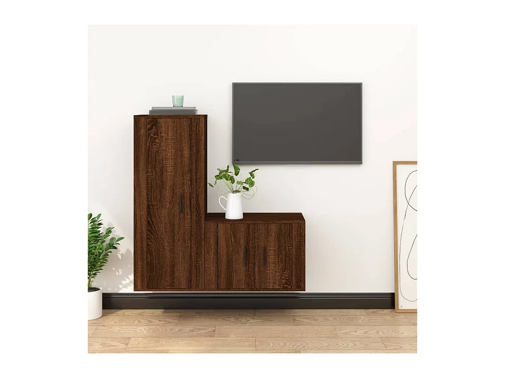Ensemble de meubles TV 2 pcs Chêne marron Bois d'ingénierie BE43184