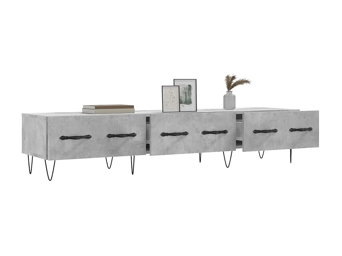 Meuble TV BEis béton 150x36x30 cm bois d'ingénierie BE18435