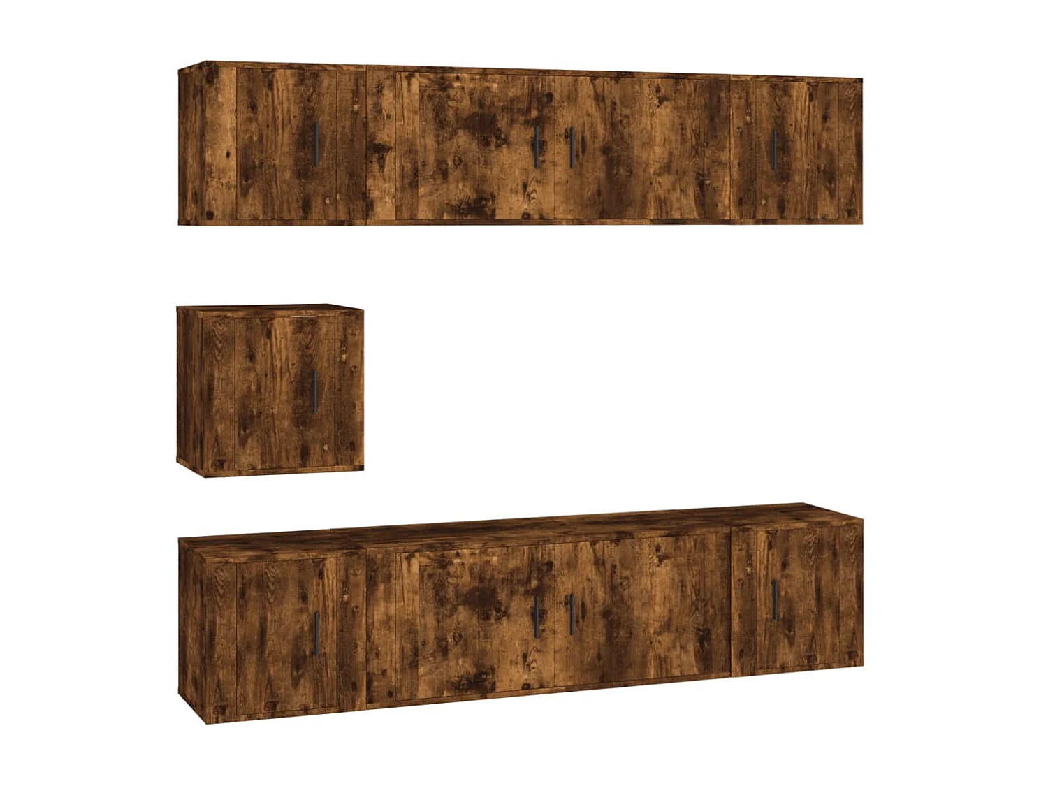 7-delige Tv-meubelset bewerkt hout gerookt eikenkleurig NL13225