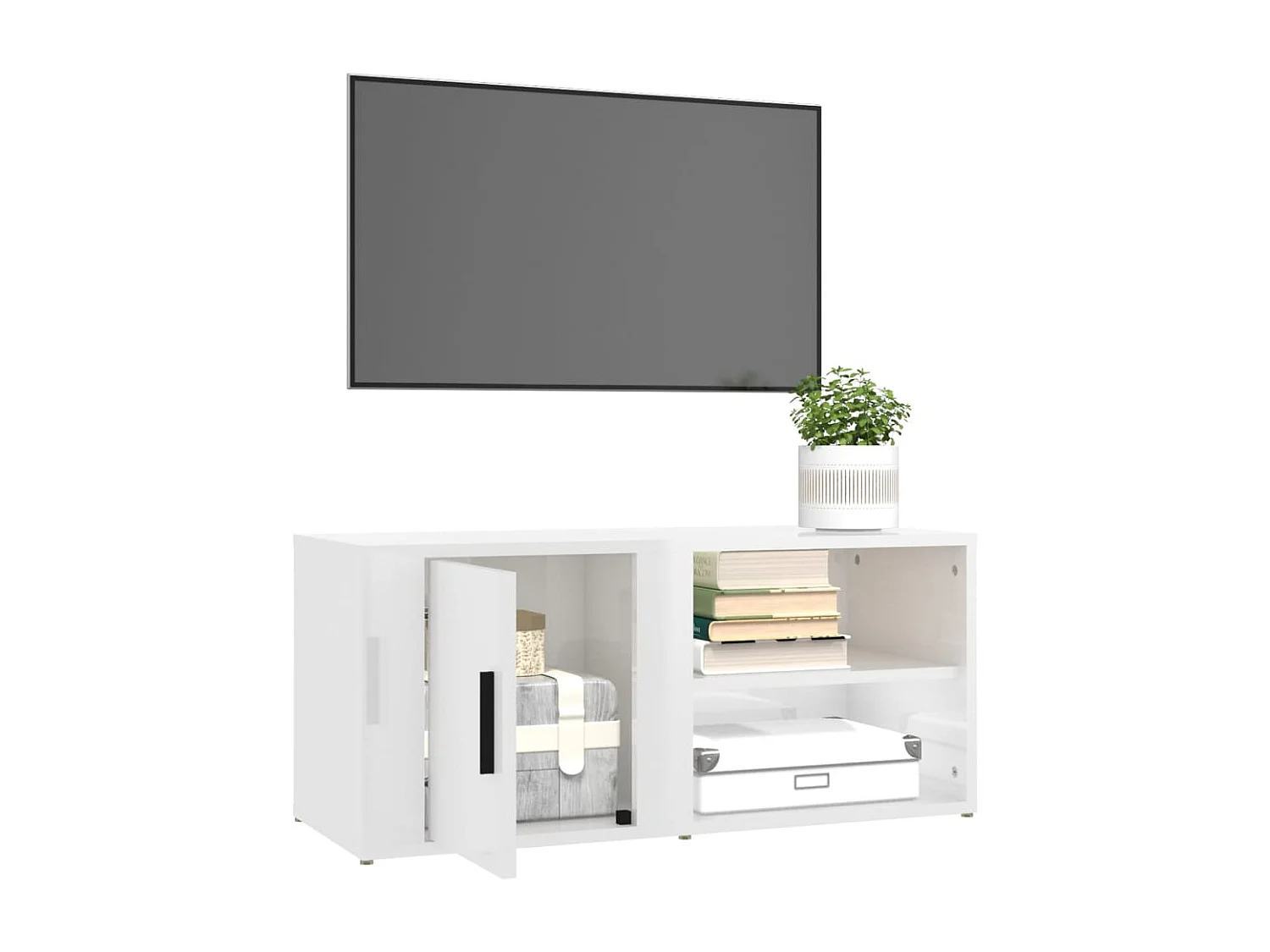 TV-Schrank,TV-Möbel Hochglanz-Weiß 80x31,5x36 cm Holzwerkstoff -gkd71028
