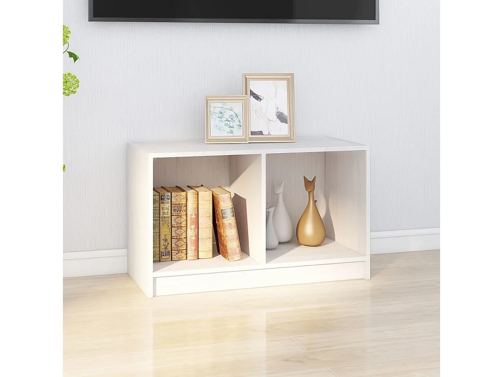 Meuble TV Blanc 70x33x42 cm Bois de pin massif BE27792