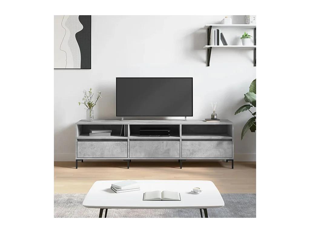 Tv-meubel | Tv-Bank | TV-kast150x30x44,5 cm bewerkt hout betongrijs