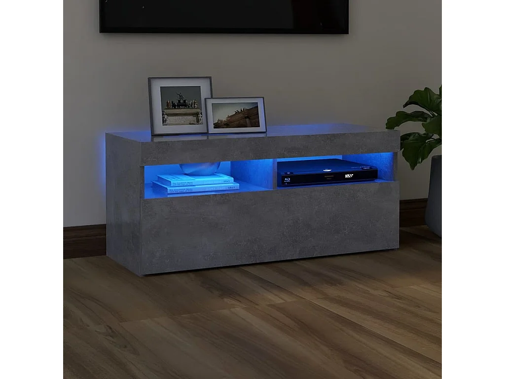 Meuble TV avec lumières LED BEis béton 90x35x40 cm BE35765
