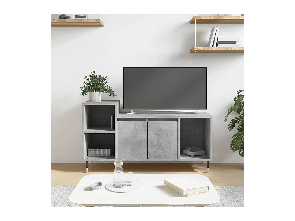 Tv-meubel 100x35x55 cm bewerkt hout betongrijs NL863454