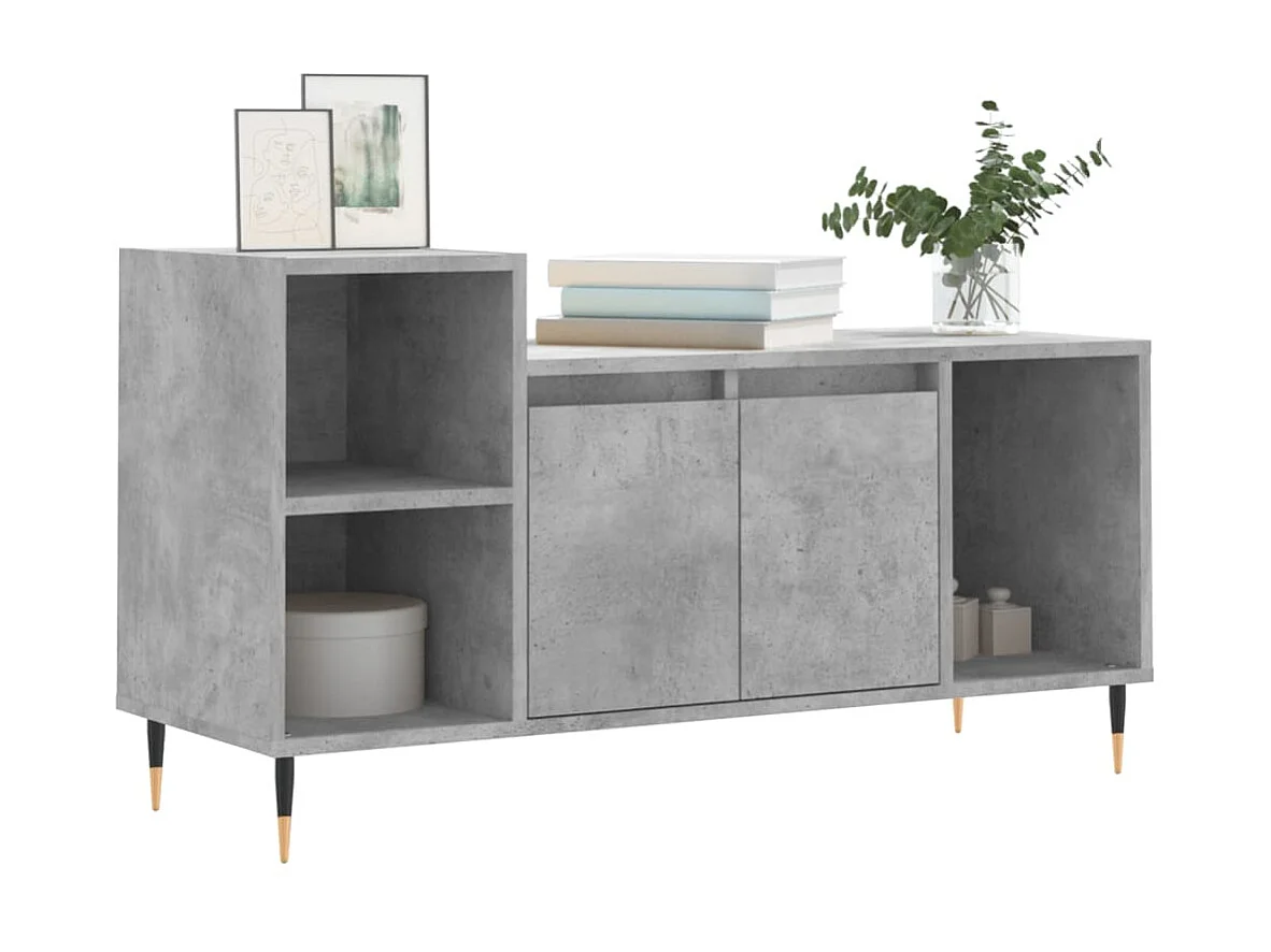 Meuble TV Moderne Gris béton 100x35x55 cm Bois d'ingénierie BE9077