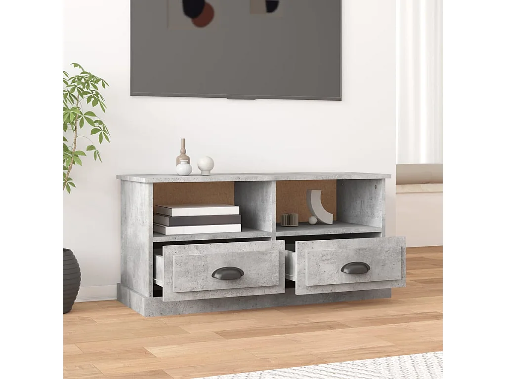 Meuble TV Gris béton 93x35,5x45 cm bois d'ingénierie BE72981