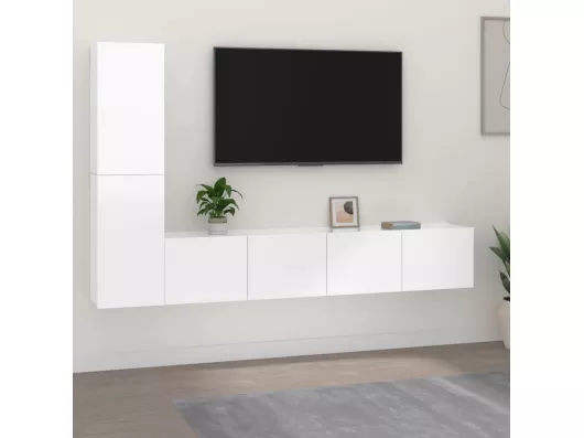 Kauf Unique 4-tlg. TV-Schrank-Set,TV-Möbel Hochglanz-Weiß Holzwerkstoff -gkd745338