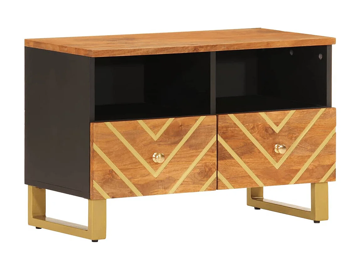 TV-Schrank,TV-Möbel Braun und Schwarz 70x33,5x46 cm Massivholz Mango -gkd52324