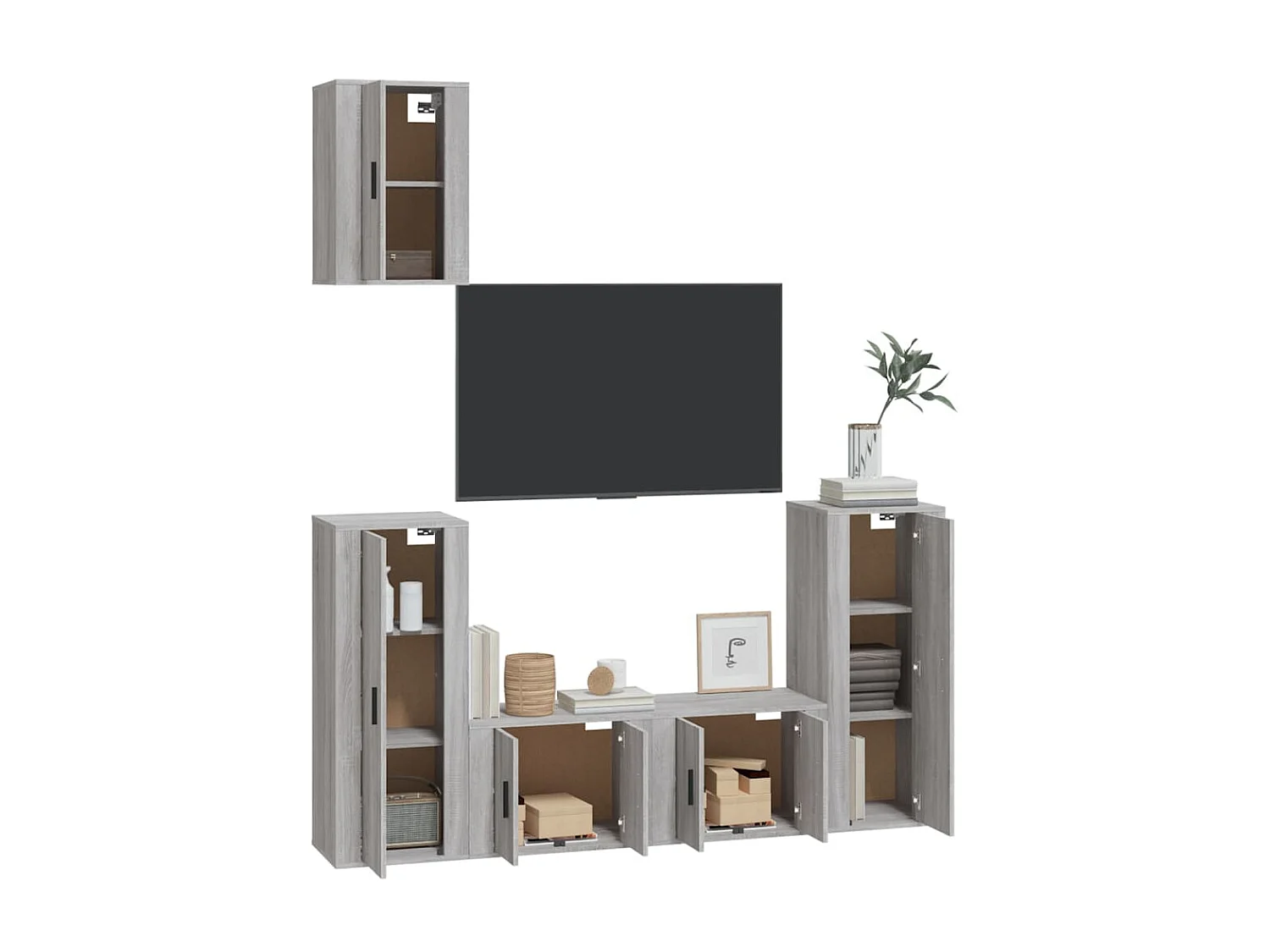 5-tlg. TV-Schrank-Set,TV-Möbel Grau Sonoma Holzwerkstoff -gkd30304