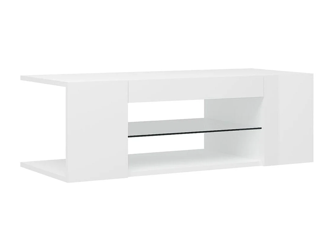 Móvel de TV com luzes LED 90x39x30 cm branco brilhante PT128065