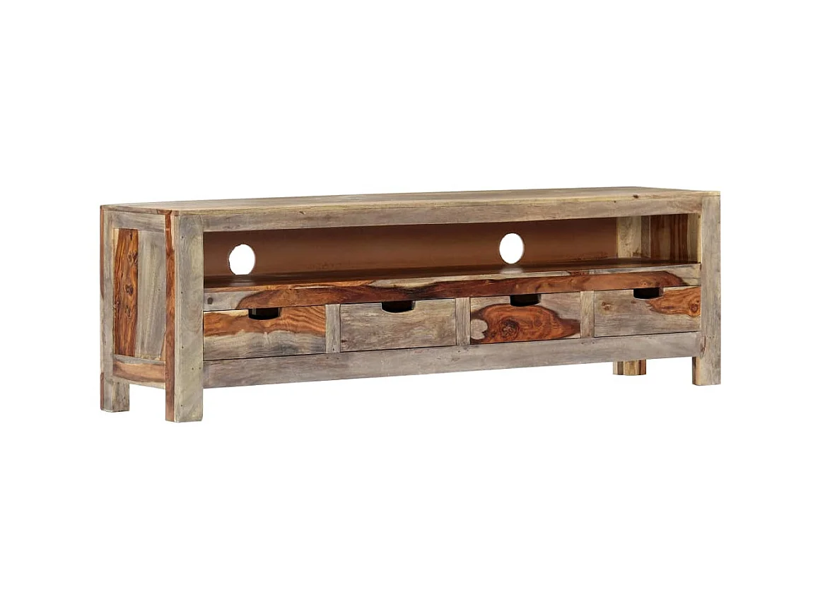 Meuble TV Bois massif 130x30x40 cm BE93179