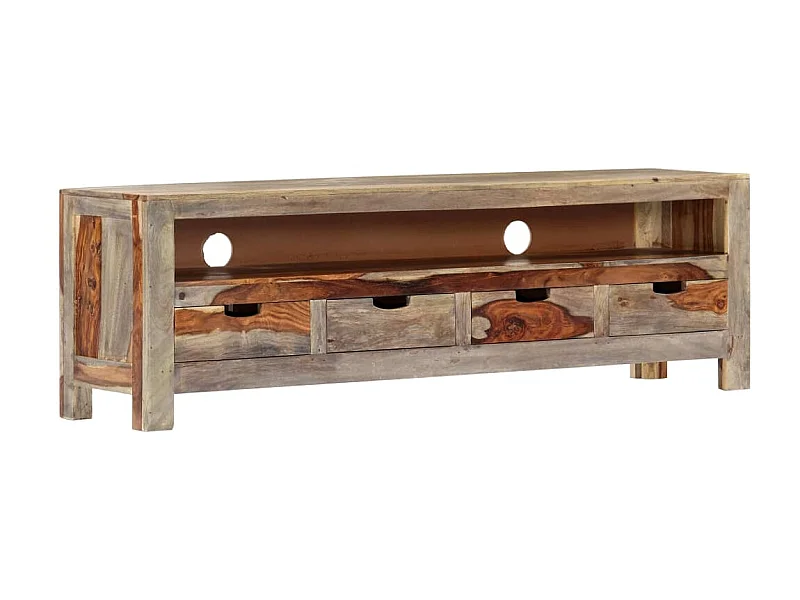 Meuble TV Bois massif 130x30x40 cm BE93179