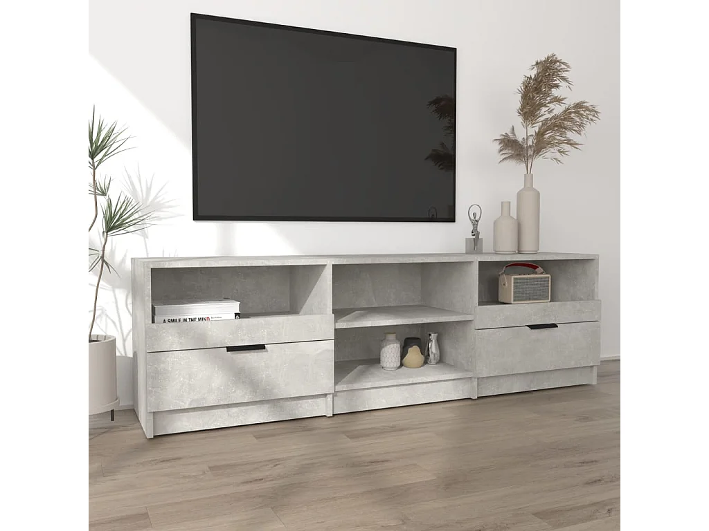Meuble TV Gris béton 150x33,5x45 cm Bois d'ingénierie BE67368