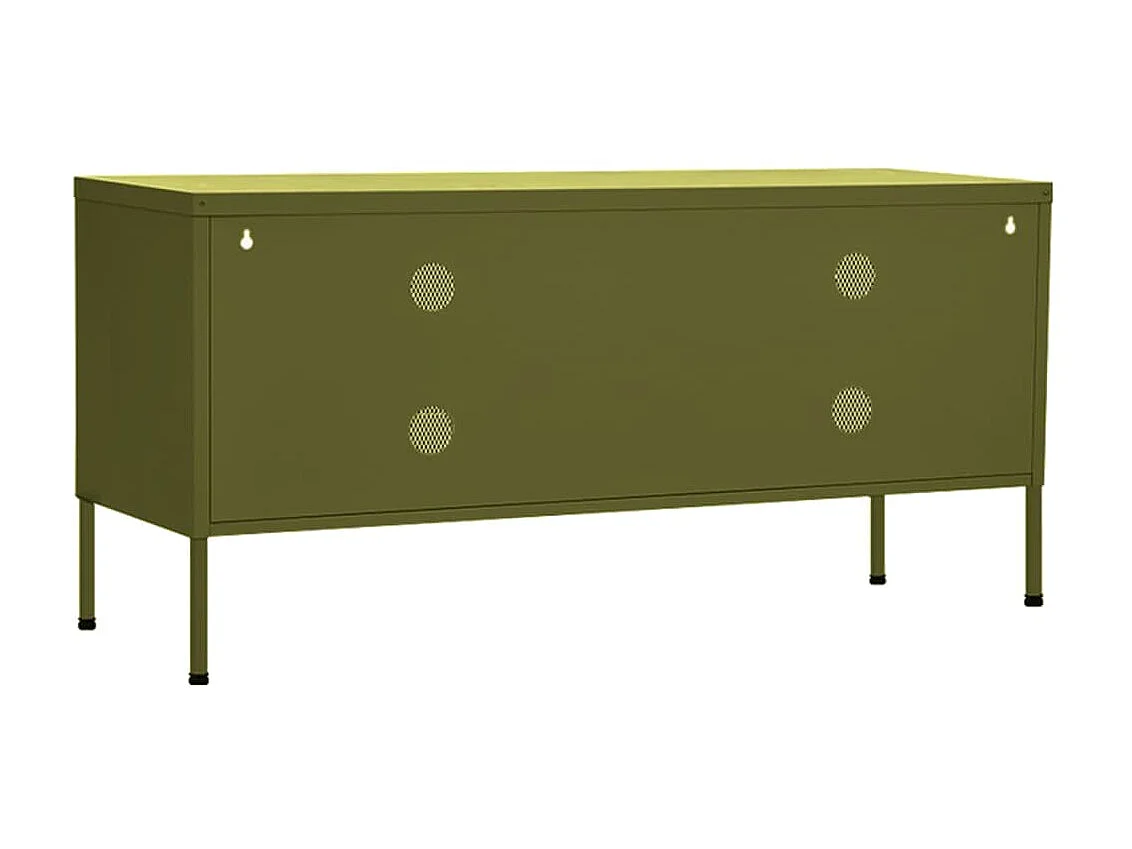 Meuble TV Vert olive 105x35x50 cm Acier BE33799