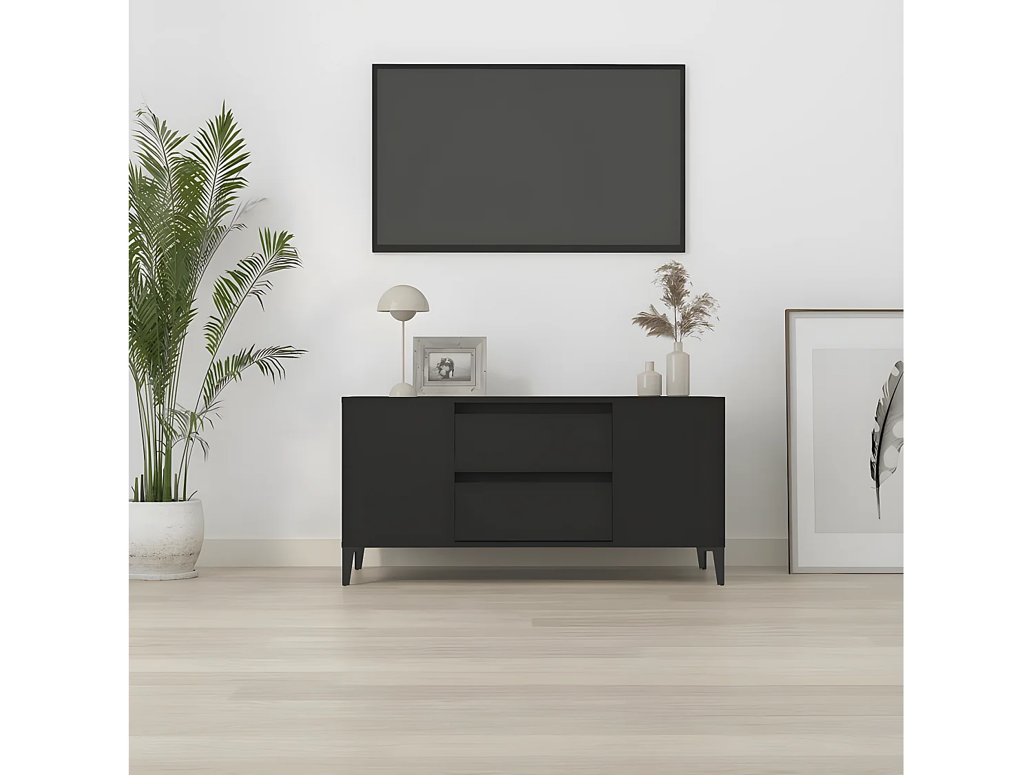 Meuble TV Noir 102x44,5x50 cm Bois d'ingénierie BE76409
