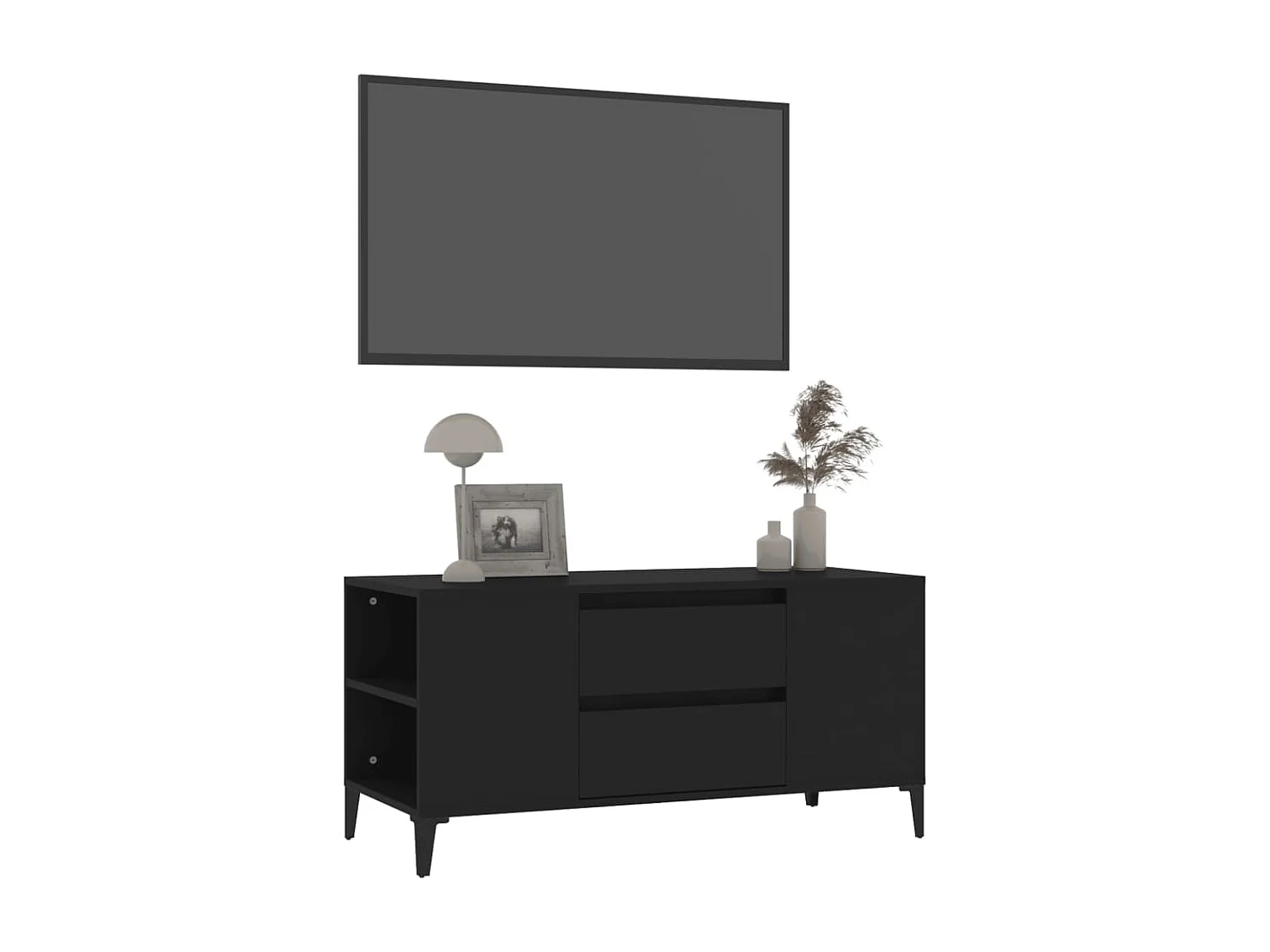 Meuble TV Noir 102x44,5x50 cm Bois d'ingénierie BE76409