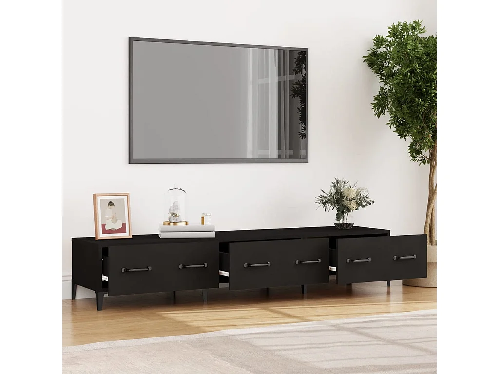 Meuble TV Noir 150x34,5x30 cm Bois d'ingénierie BE42775