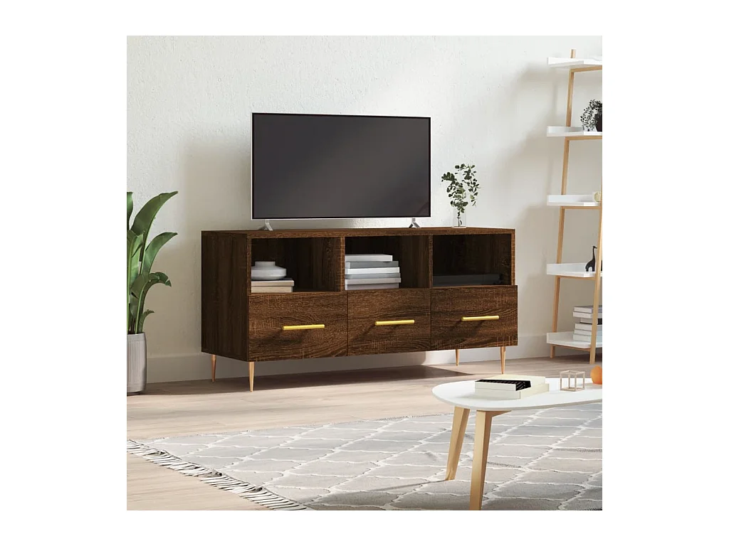 Meuble TV chêne marron 102x36x50 cm bois d'ingénierie BE65552