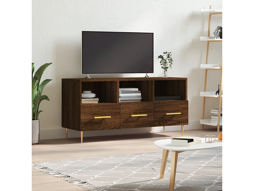 Meuble TV chêne marron 102x36x50 cm bois d'ingénierie BE65552