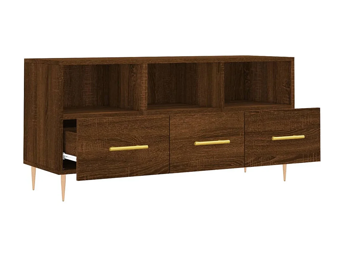 Meuble TV chêne marron 102x36x50 cm bois d'ingénierie BE65552