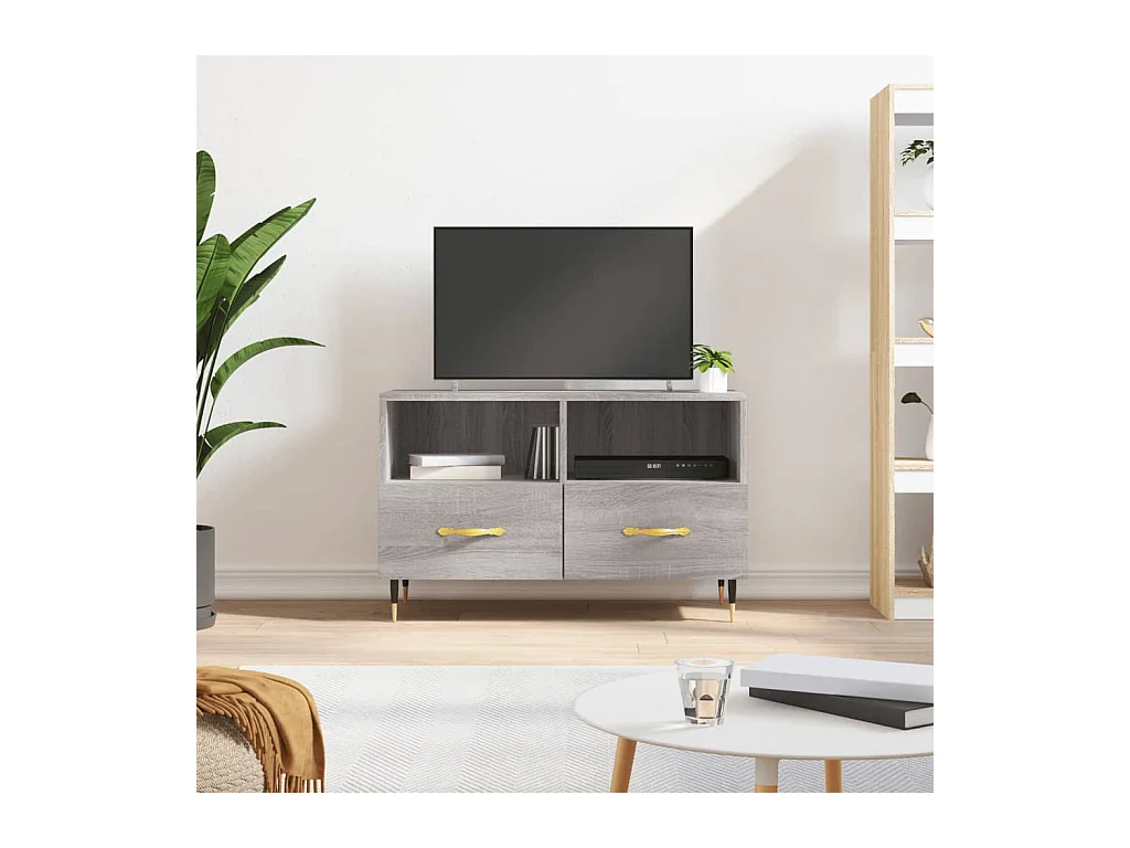 Tv-meubel 80x36x50 cm bewerkt hout grijs sonoma eikenkleurig NL273853