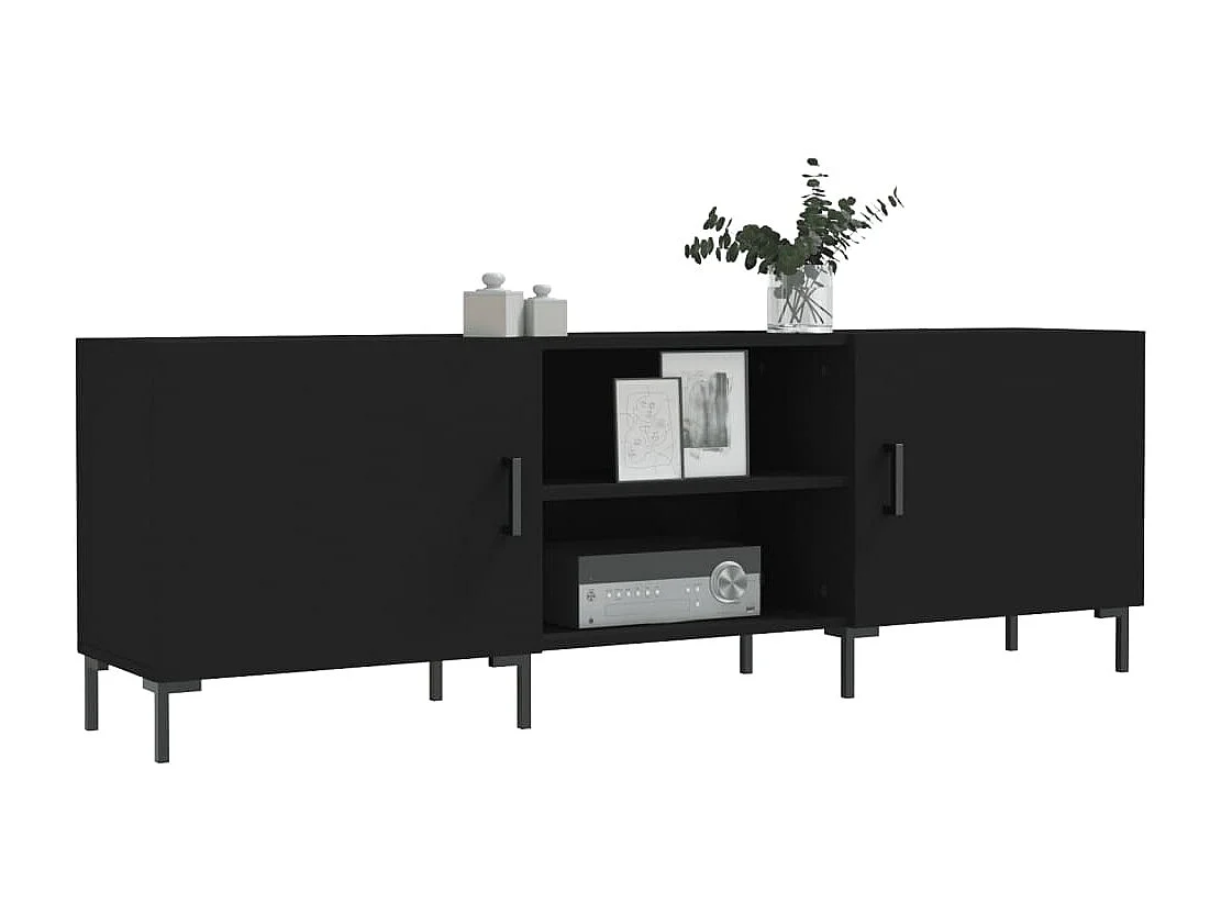 Meuble TV noir 150x30x50 cm bois d'ingénierie BE97557