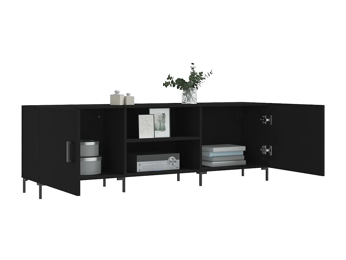 Meuble TV noir 150x30x50 cm bois d'ingénierie BE97557