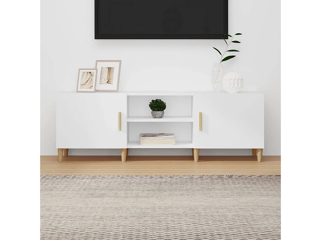 Meuble TV Blanc 150x30x50 cm Bois d'ingénierie BE53332