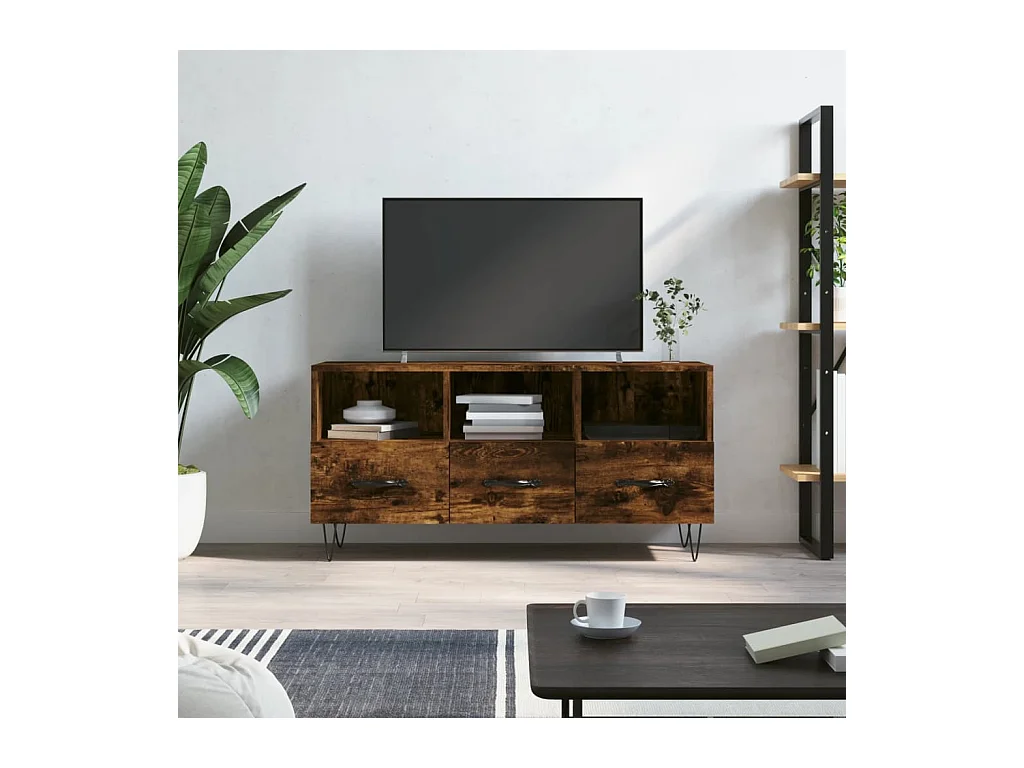 Tv-meubel 102x36x50 cm bewerkt hout gerookt eikenkleurig NL52202