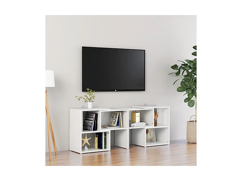 Móvel de TV 104x30x52 cm derivados de madeira branco brilhante PT250581