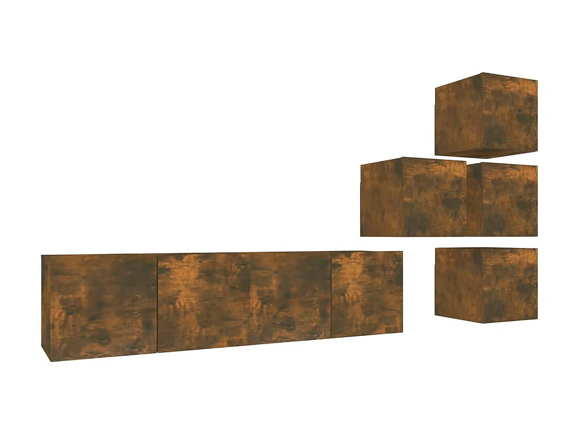 Meubles TV 6 pcs Chêne fumé Bois d'ingénierie BE35905