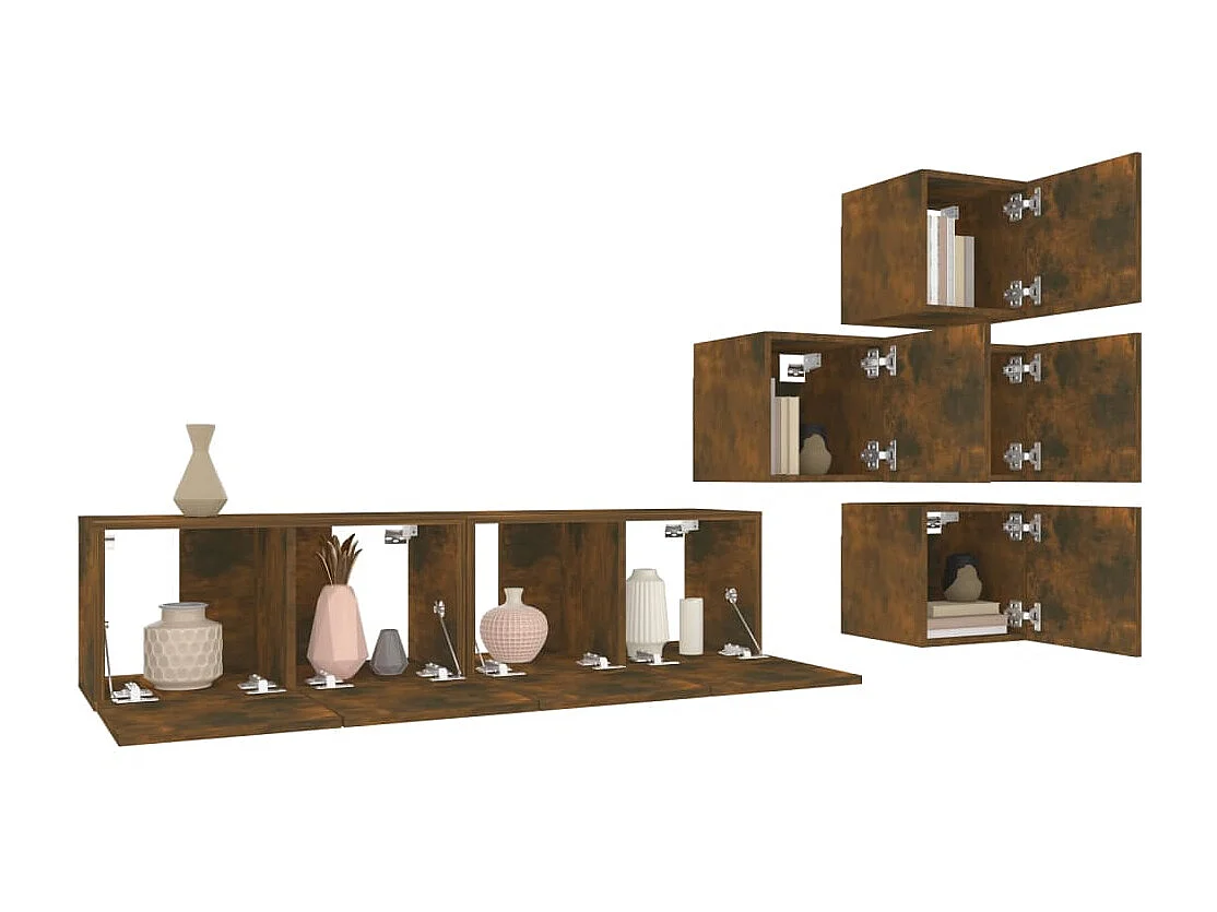 6-tlg. TV-Schrank-Set,TV-Möbel Räuchereiche Holzwerkstoff -gkd559757