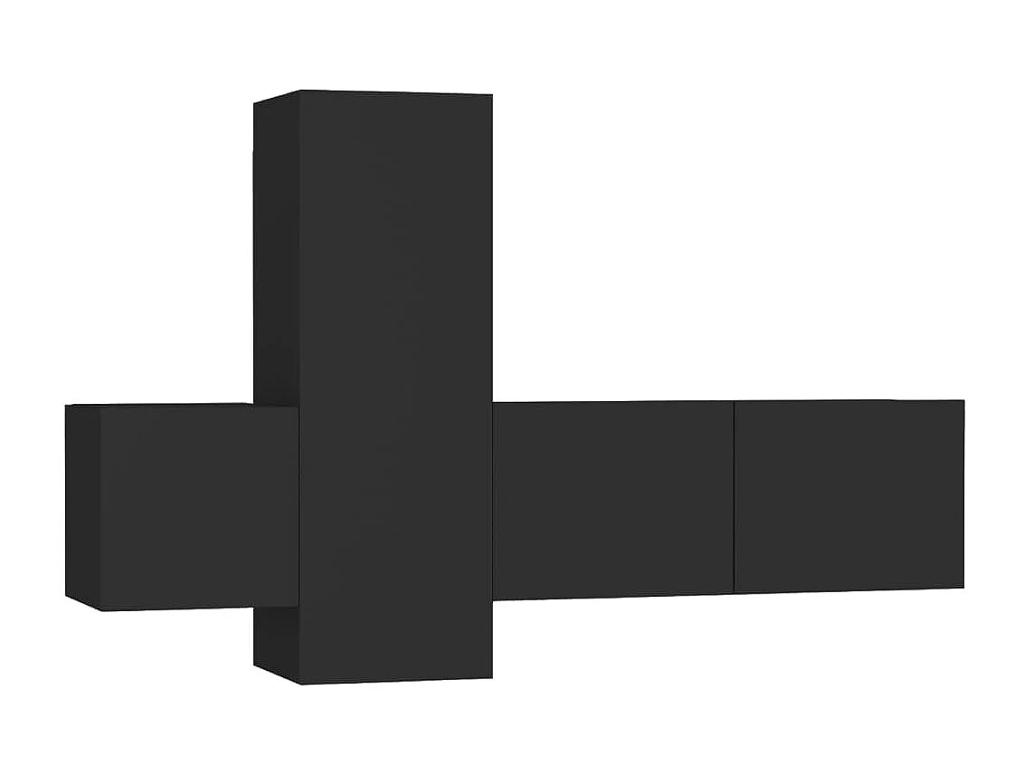 Meubles TV 3 pcs Noir Aggloméré BE86334