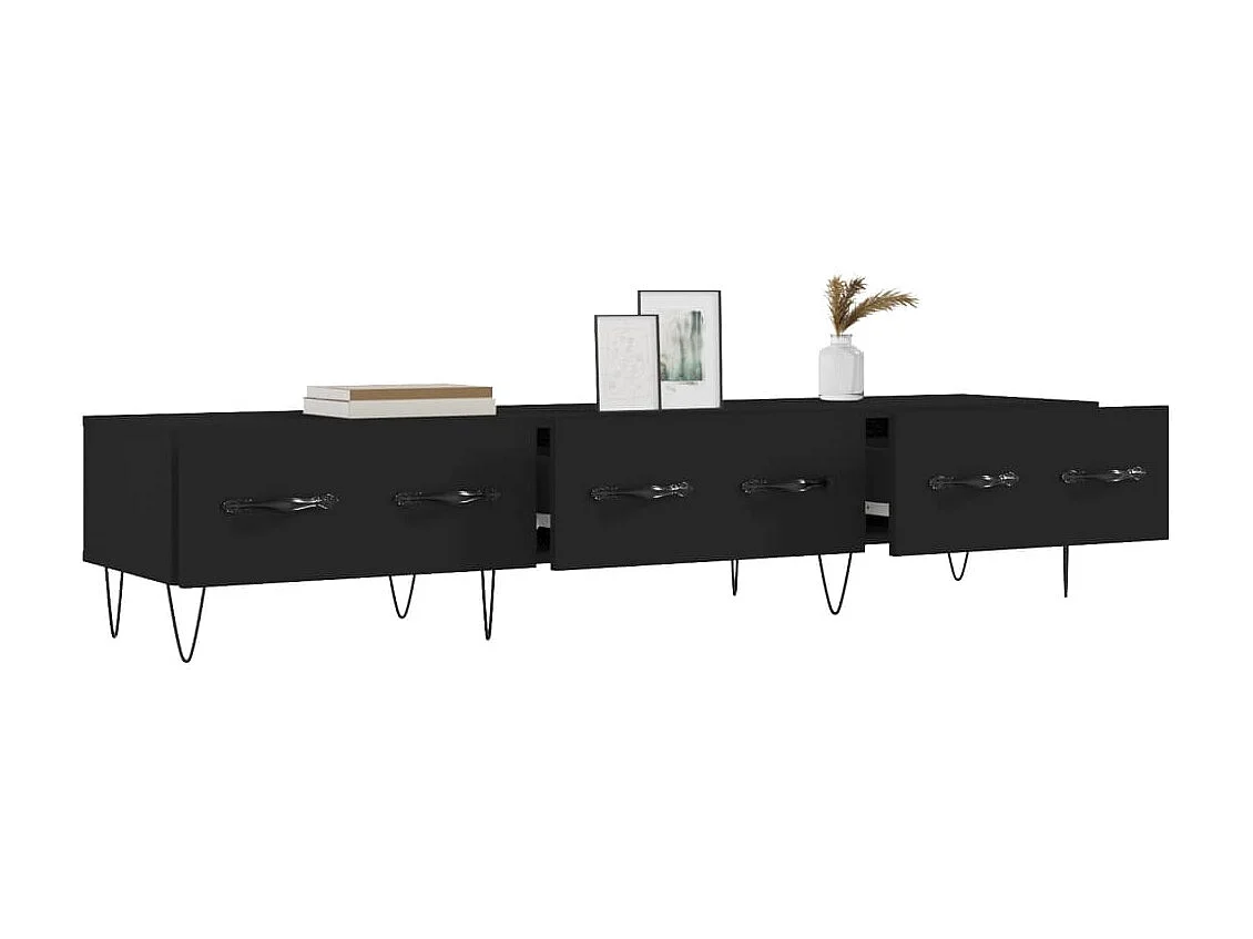 Meuble TV noir 150x36x30 cm bois d'ingénierie BE57046