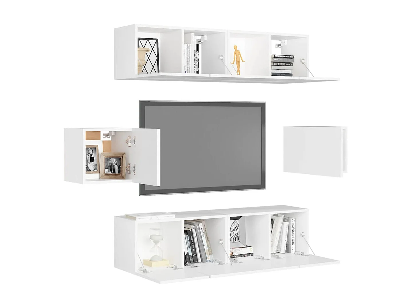 Meubles TV 6 pcs Blanc Aggloméré BE29222