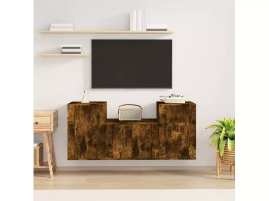 Kauf Unique 3-tlg. TV-Schrank-Set,TV-Möbel Räuchereiche Holzwerkstoff -gkd752474