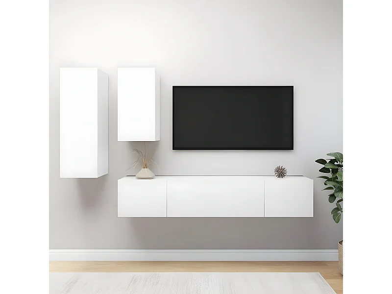 Set de Muebles para TV TV 4 piezas madera de ingeniería blanco ES35445