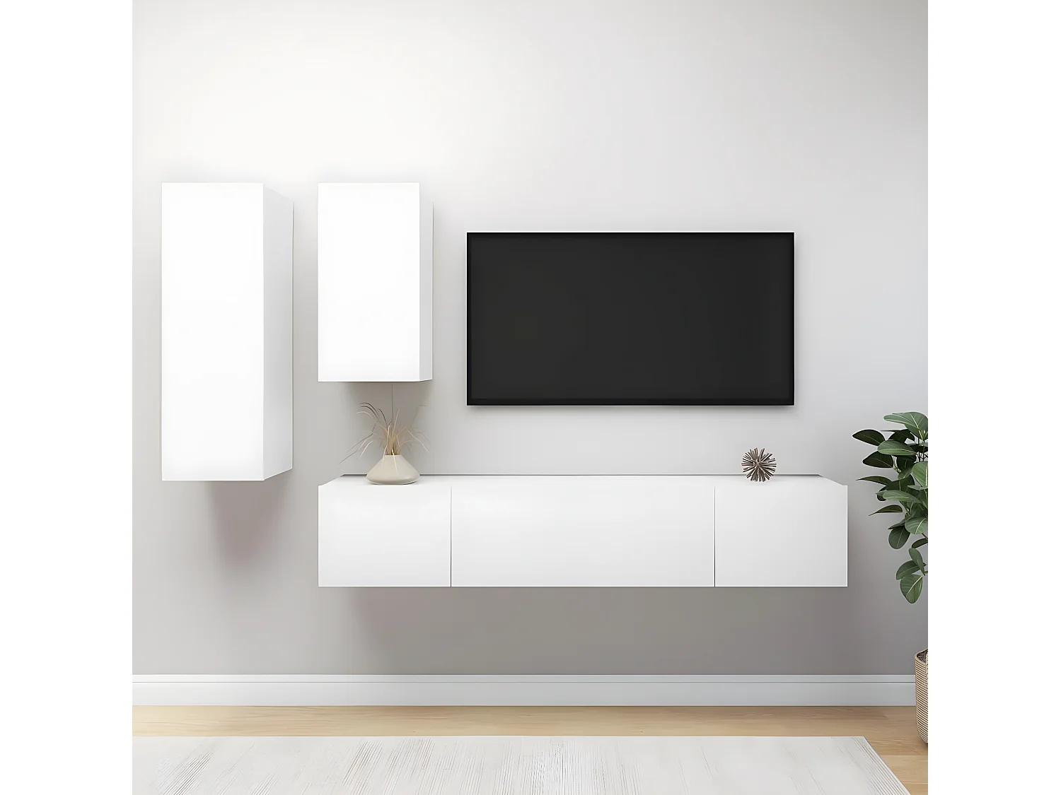 4-delige Tv-meubelset bewerkt hout wit NL694465