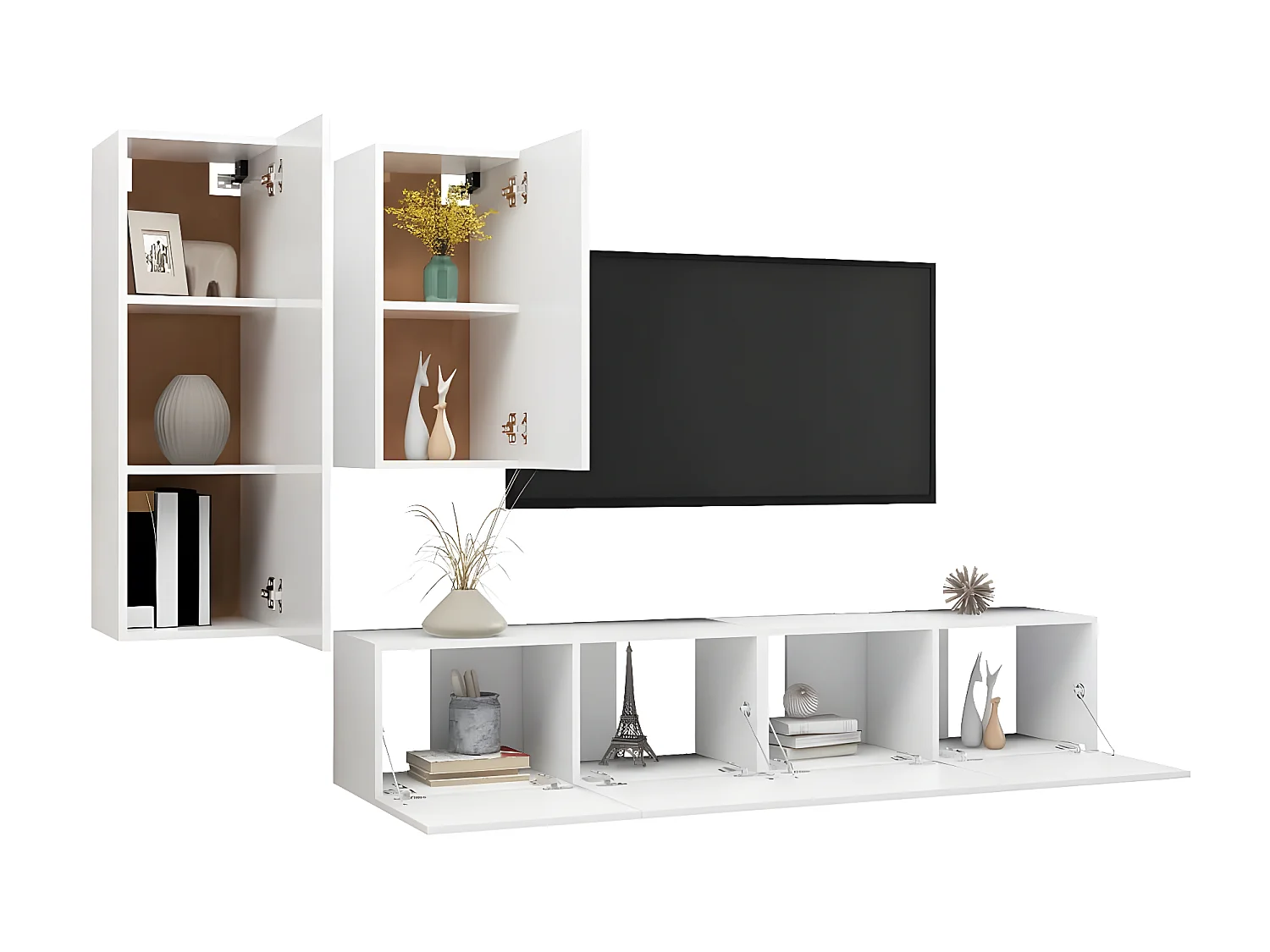 4-delige Tv-meubelset bewerkt hout wit NL694465