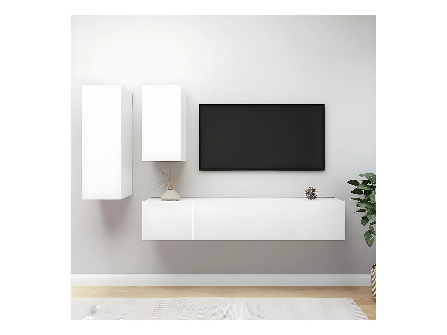 Meubles TV 4 pcs Blanc Aggloméré BE92192