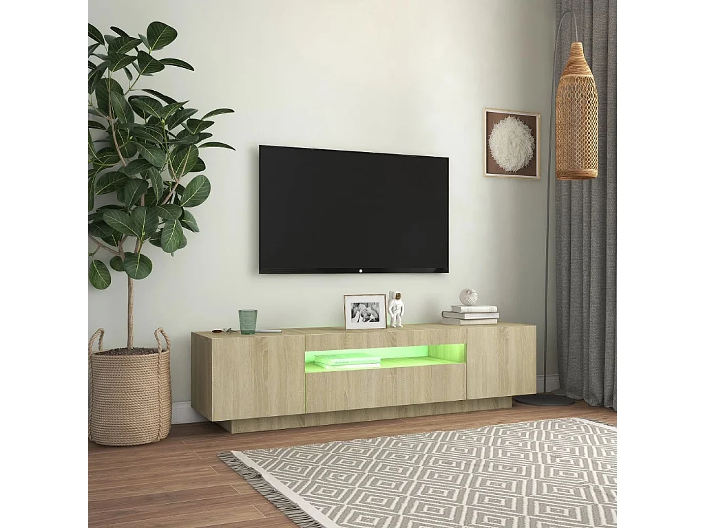 Meuble TV avec lumières LED Chêne sonoma 160x35x40 cm BE62604