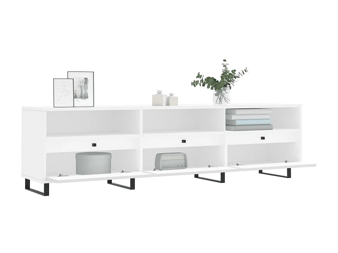 Meuble TV blanc 150x30x44,5 cm bois d'ingénierie BE73503