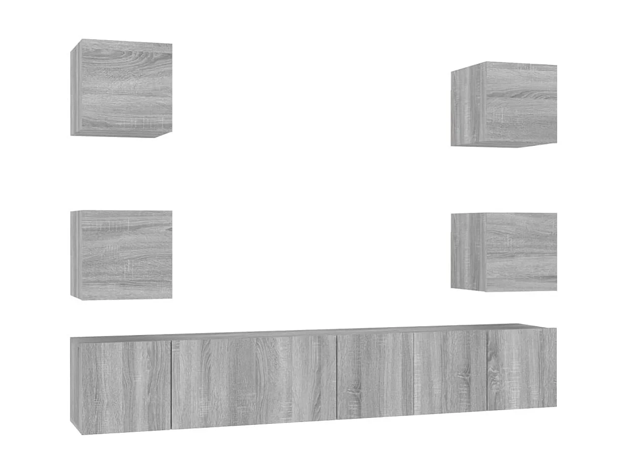 7-tlg. TV-Schrank-Set,TV-Möbel Grau Sonoma Holzwerkstoff -gkd566489