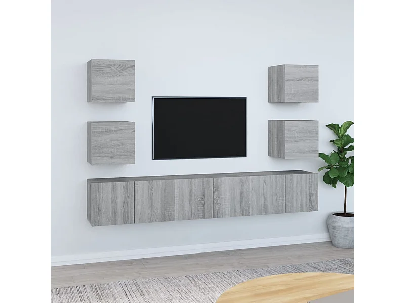 Set di Mobili Porta TV | Armadietti TV 7 pz Grigio Sonoma in Legno Multistrato
